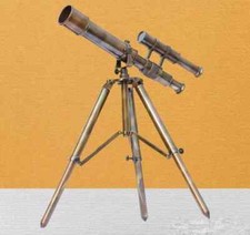 Vintage Nautical Double Barrel Brass Telescope With Brass Tripod Great Gift Item