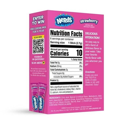 Nerds Drink Mix (sugar free powder) - 3 Flavour Choices - 6 Servings - Picture 6 of 11