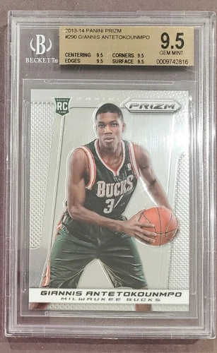 2013 14 Panini Prizm Giannis Antetokounmpo RC Rookie #290 BGS Quad 9.5
