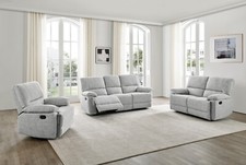 Grey Fabric Reclining 3 Seater or 2 Seater or Armchair Sofa Suite OXFORD