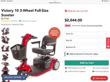 Used Pride Victory 10 Mobility Scooter 3 Wheel w New Batteries Charger  Manual