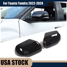 Glossy Black ABS Exterior Side Mirror Cover Trim For Toyota Tundra 2022-2024 US