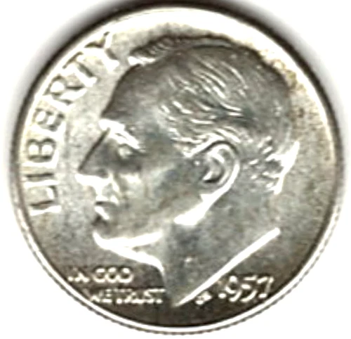 1957 ROOSEVELT DIME in BRILLIANT UNCIRCULATED CONDITION stk R 900