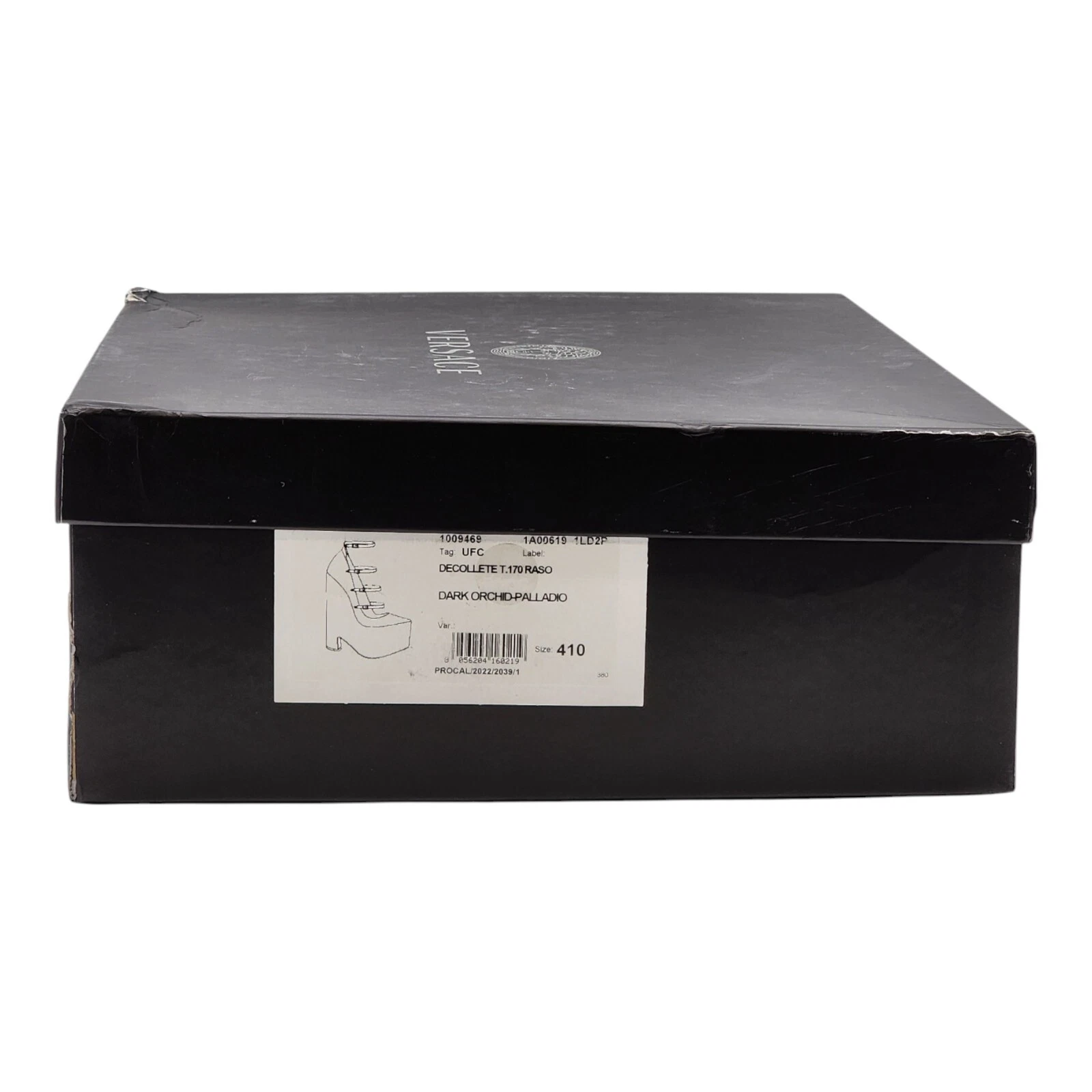 Versace Tempest décolleté plateau in raso con cinturino viola EU 41 US 11 nuove $1445