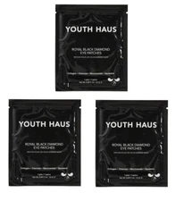 Lot of 3 Pairs Youth Haus Royal Black Diamond Eye Patches / Masks by Skin Gym