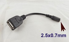 USB 2.0 A Female To 2.5x0.7mm Female DC Tip Power Adapter Converter Cord Cable