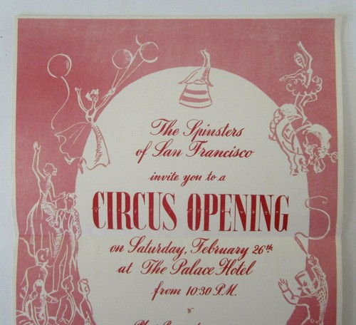Palace Hotel Spinsters of San Francisco Circus Fundraiser Handzettel Flyer 1940er - Bild 4 von 7