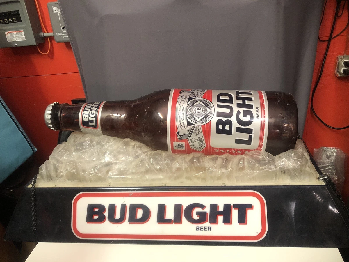 Vintage Bud Light Beer Sign Large Bottle Pool Table Lamp Display