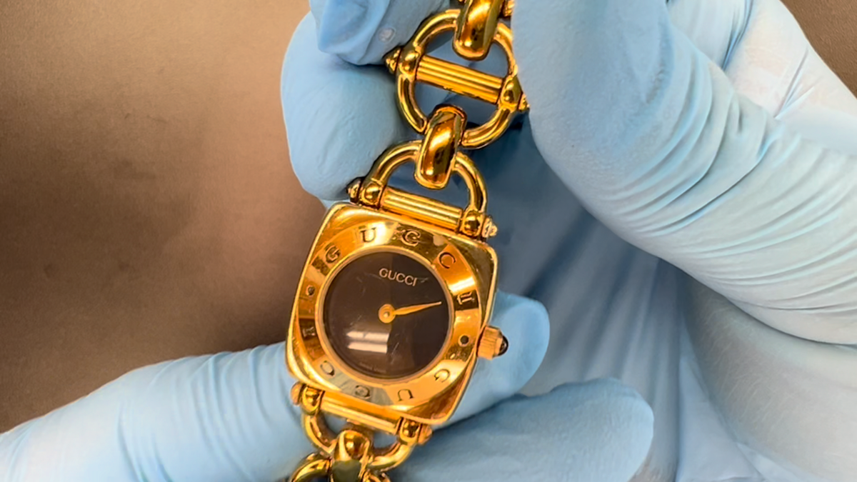 Exc+5] Vintage GUCCI 6400L Horsebit Gold Black Dial Quartz