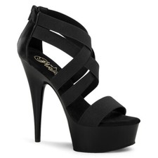 Black Platform Stiletto Criss Cross High Heel Stripper Shoes Pleaser Delight-669