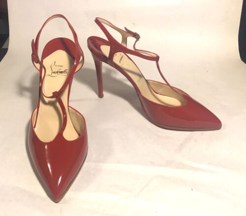 Pristine Red Patent Louboutin Sling Backs EU 39.5 - Afbeelding 1 van 7