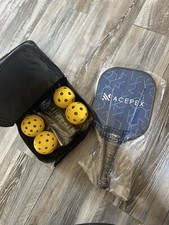 USAPA Fiberglass PICKLEBALL PADDLES SET of 2 Rackets, 4 Balls, With Carry Bag