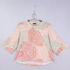 Inoah Lightweight Sweater Top Geometric  Knit  3/4 Sleeve Round Neck Small