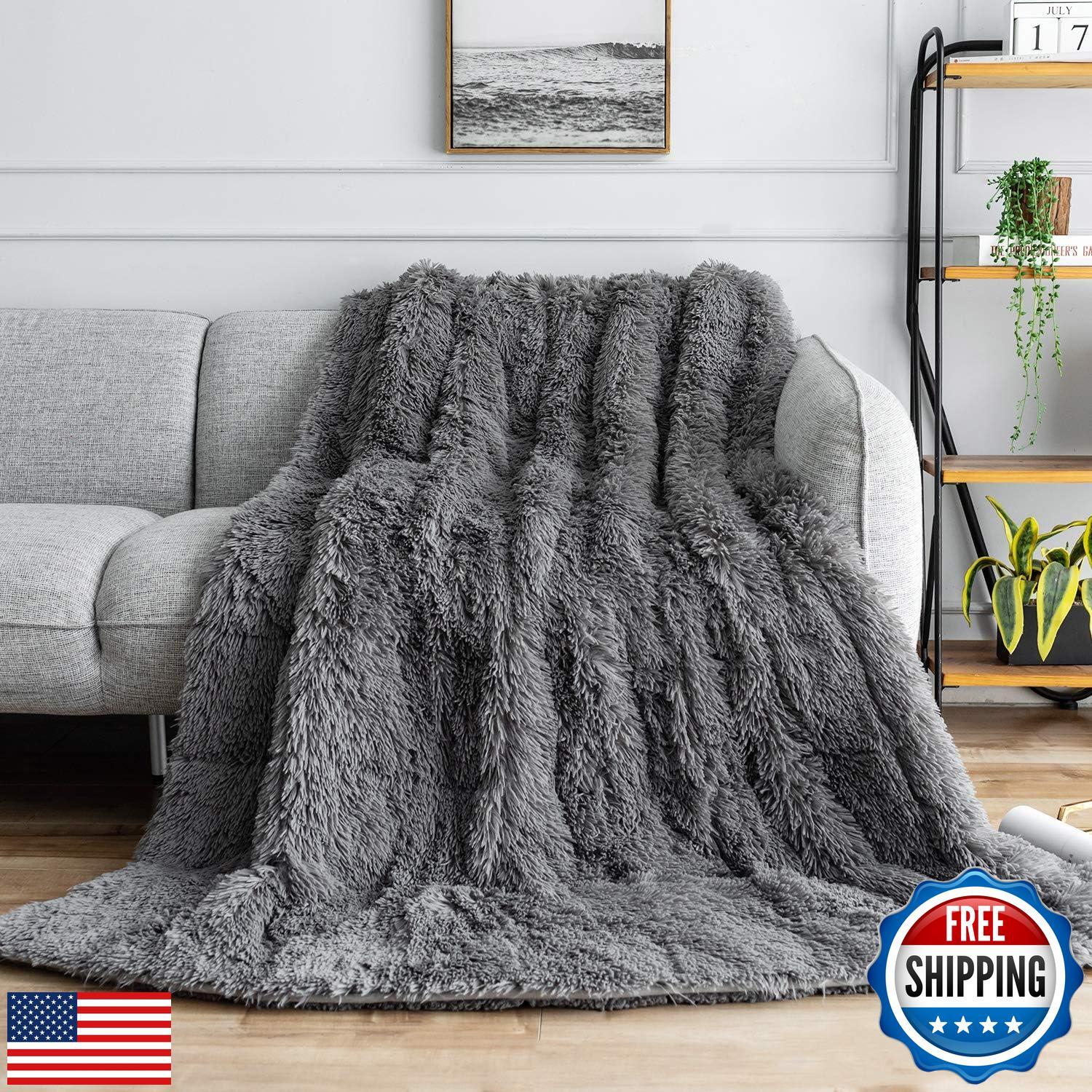 Uttermara Weighted Blanket Queen Size 15 Pounds for Adults, Sherpa Faux Fur H-image