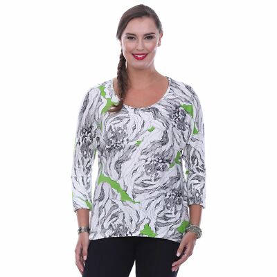 Parsley & Sage Plus Vera Swing Top 3/4/ Sleeve Plus Size 1X 18T17C4