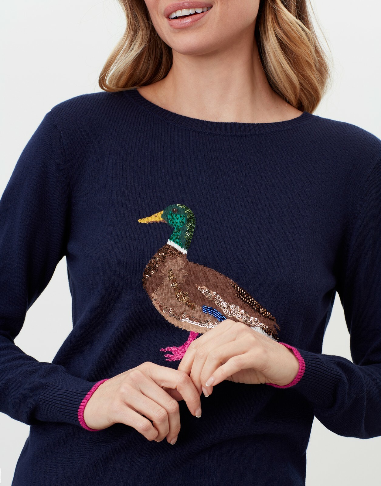 Joules Ladies Sequin Duck Navy Miranda 