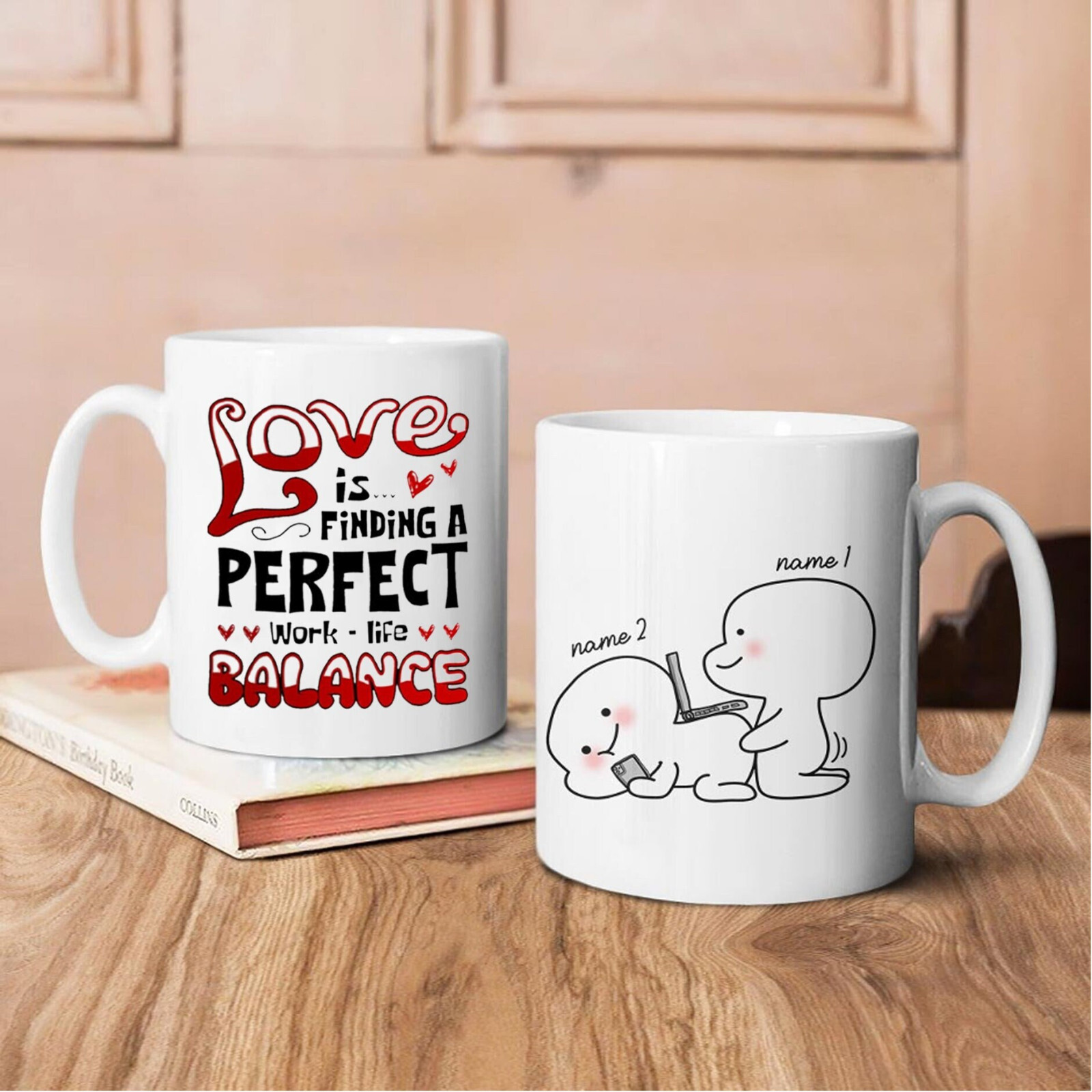 Love Is Perfect Work-Life Balance Mug, Funny Gift For Girlfriend, Valentines Gif