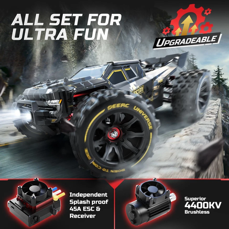 DEERC 14210 1:14 Brushless RC Car Max 50+MPH 4WD RTR High Speed RC Monster Truck - Image 3 of 4