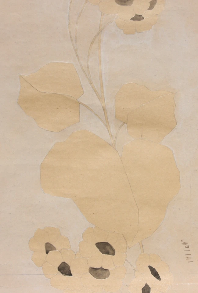 Entwurf für ein florales Jugendstil-Ornament, Pflanze, Entwurfszeichnung um 1900 - Bild 3 von 4