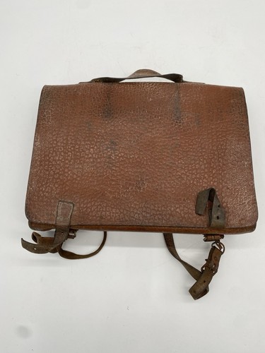 25C050-VINTAGE SCHULTASCHE LEDER SCHULRANZEN AKTENTASCHE BRAUN - Bild 1 von 7