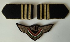 1970s MALEV HUNGARIAN AIRLINES  PILOT CAPTAIN  HUT BADGE PATCH  WING EPAULETTES