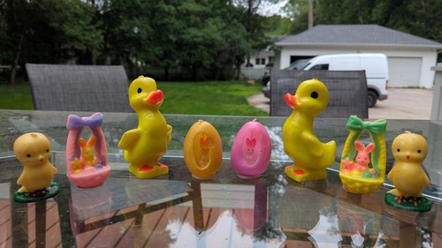 Vintage 1960’s EASTER Gurley Candle Lot - Bunny Pink Chick Easter Basket Unlit