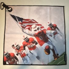 Ręcznik golfowy Miami Hurricanes biały 18X18 z karabińczykiem klipsem i magnesem