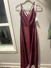 David's Bridal Wine Sleeveless Bridesmaid Dress Size 2 Polyester