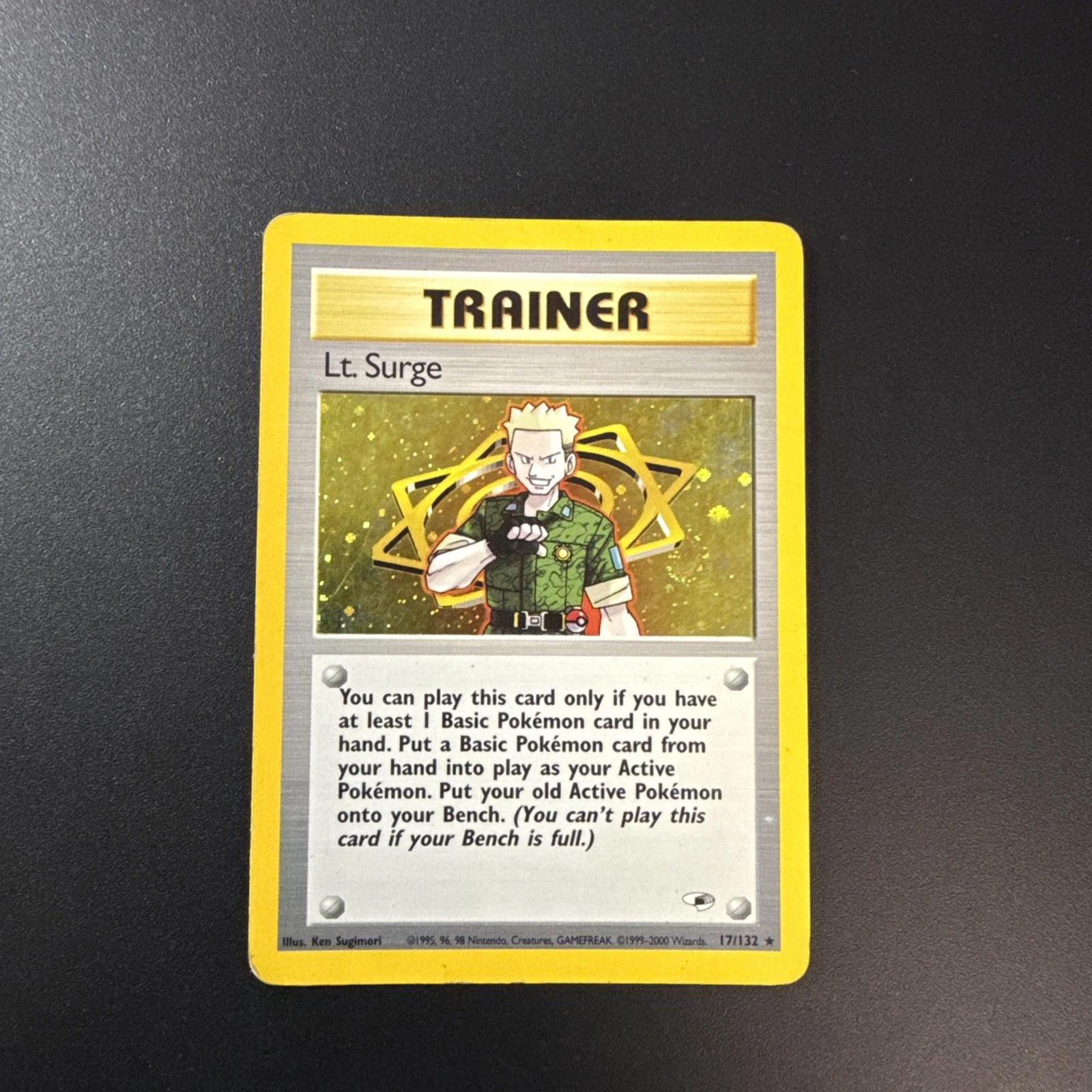 Lt. Surge 17/132 WOTC Gym Heroes Rare Unlimited Holo Holo Pokemon Card