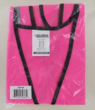 New Global Industrial Hi-Vis Safety Vest Reflective Strips - Pink Mesh - 1 Size