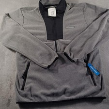 Columbia Sweater Mens Large Gray Sequoia Grove Fleece Half Zip Pullover
