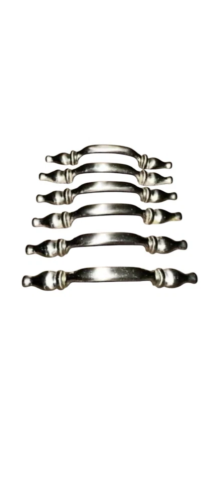 Lote 6 puxadores de gaveta de porta de armário 3” largura do furo níquel escovado 5” vintage - Imagem 3 de 4