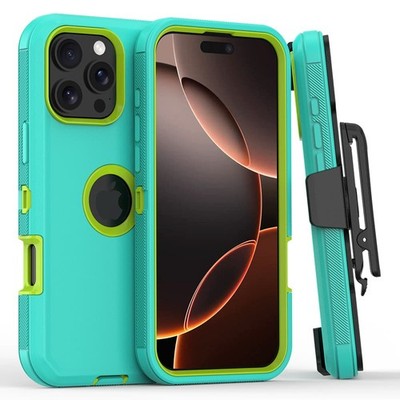 Shockproof Case For iPhone 16e Plus Pro Max Belt Clip+2 Privacy Screen Protector