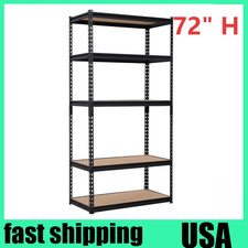 5 Tier Garage Shelving Heavy Duty 72" H Adjustable Metal Garage Storage Shelves