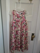 Tommy Hilfiger sleeveless floral shift A-line dress with pink, red, and white