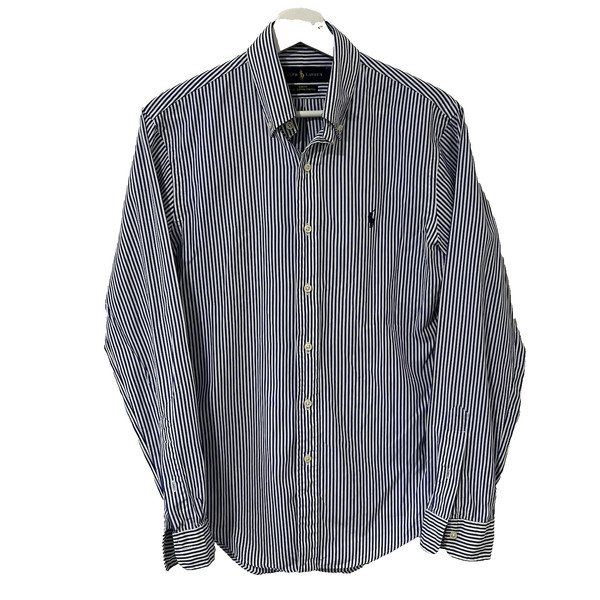 Ralph Lauren Slim Fit Men's Blue White Striped Button Up Shirt Size Small