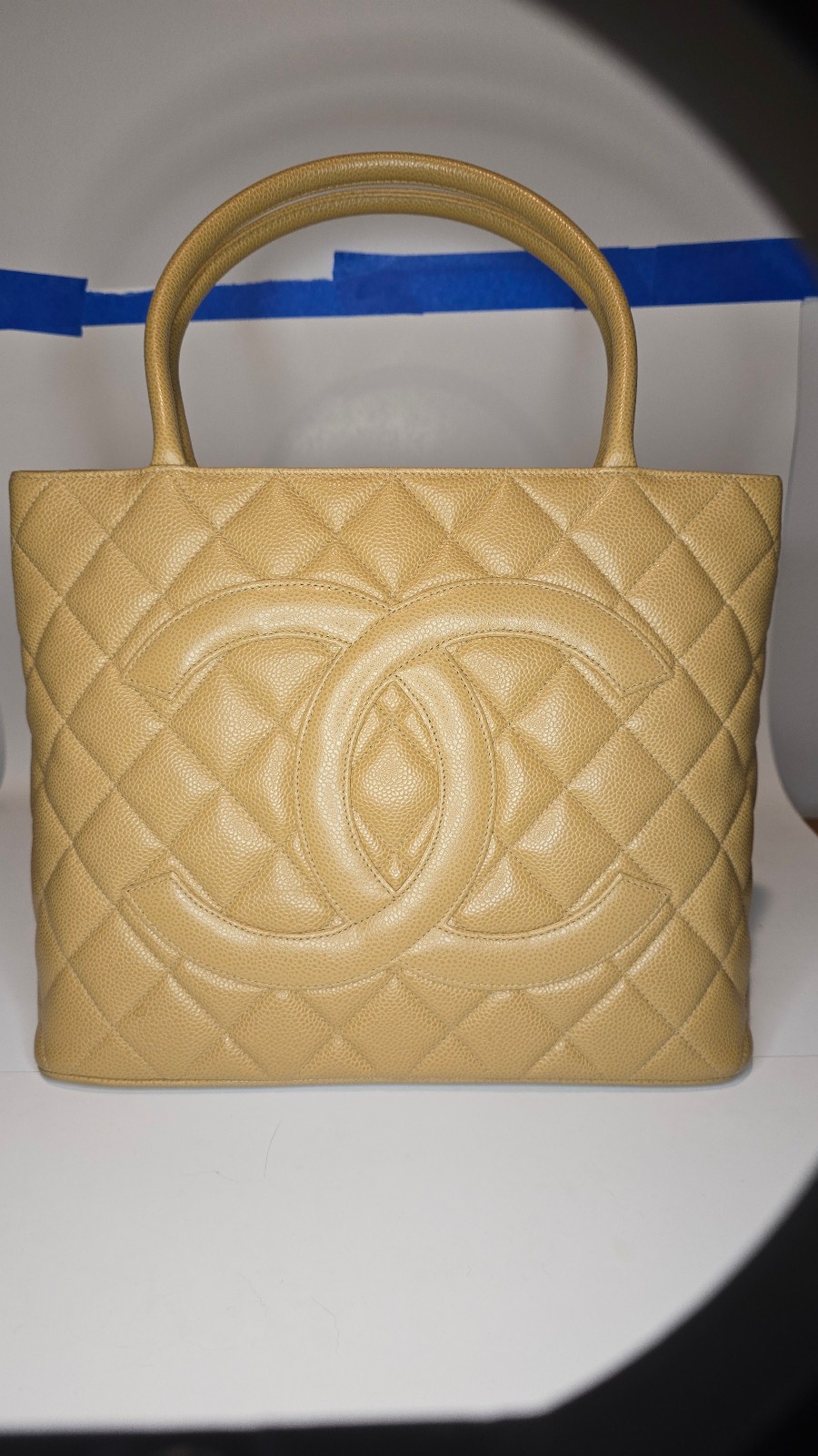 NEW Authentic Chanel Caviar Medallion Tote Beige Vintage-image