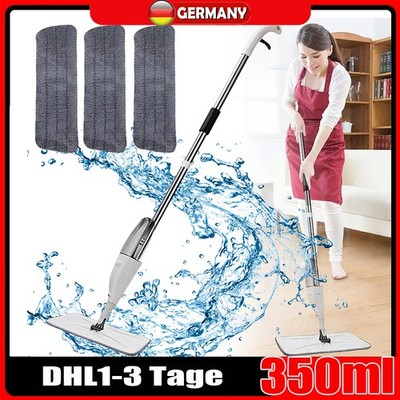 Spray-Mopp Bodenwischer 350 ml Tank Wischmopp Sprühwischer Weiß 3x Mopptücher