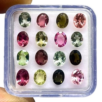 Selene Gems 16-tlg Natur Multi Turmalin Oval 5x4mm Lose Edelsteine unbehandelt