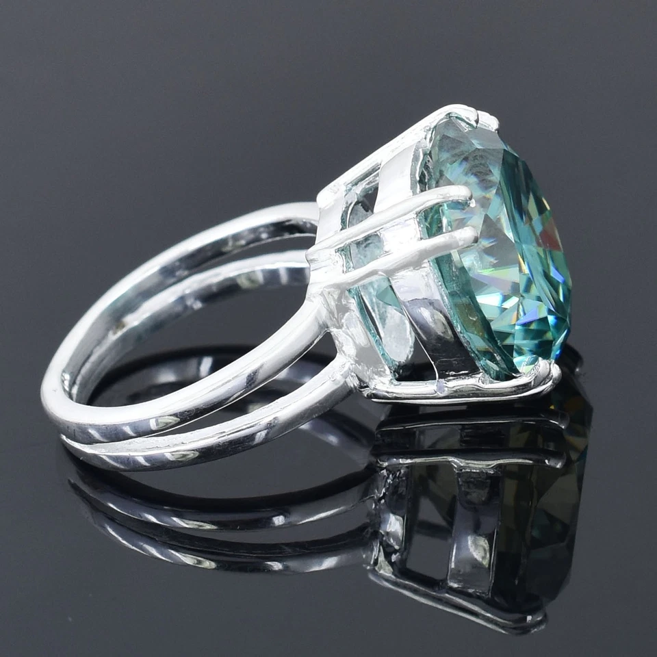 Anillo solitario de diamantes azules de 9,00 quilates RARO, regalo para boda - ¡Tachuelas de diamantes GRATIS! Foto 3 de 4