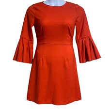 THML Vermillion red orange 3/4 pleated bell sleeve dress - small