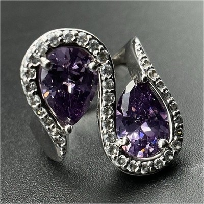 Amethyst in Sterling Silver in Open Hearts Design