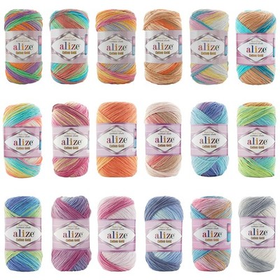 100g Farbverlaufsgarn Alize Cotton Gold Batik mehrfarbig Strickgarn Häkelgarn (0