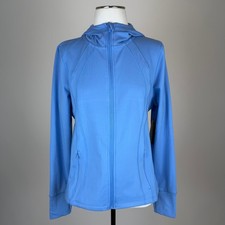 NWT Danskin Winter Tech Hooded Luxe Yoga Jacket Blue Bonnet Womens Size Large