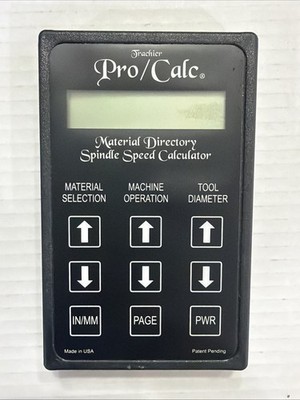 Frachier Pro Calc Material Directory Spindle Speed Calculator Industrial