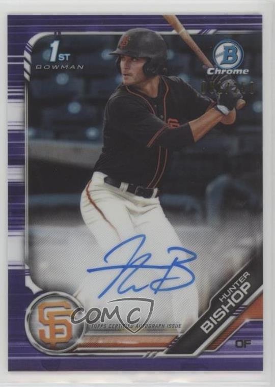 2019 Bowman Draft Chrome Pick Purple Refractor 51/250 Hunter Bishop Auto w5p
