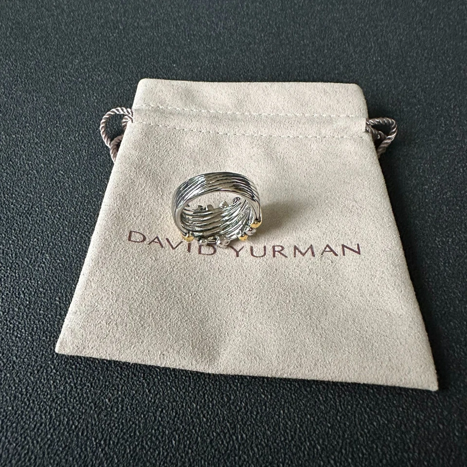 Anillo David Yurman Helena 925/18K Diamante Envolvente Banda - EE. UU. Talla 6 Foto 3 de 4