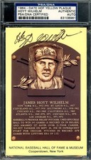 Hoyt Wilhelm PSA DNA Signed Gold Hall of Fame Plaque Postcard Autograph