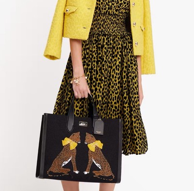 Kate Spade New York Large Manhattan Lady Leopard Tote Bag - Black | Editorialist | kate spade Manhattan Lady Large Tote | トートバッグ