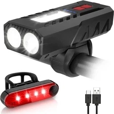 4000mAh LED Bicycle Bike Light Front Rear Rechargeable Headlight Tail Lamp Set